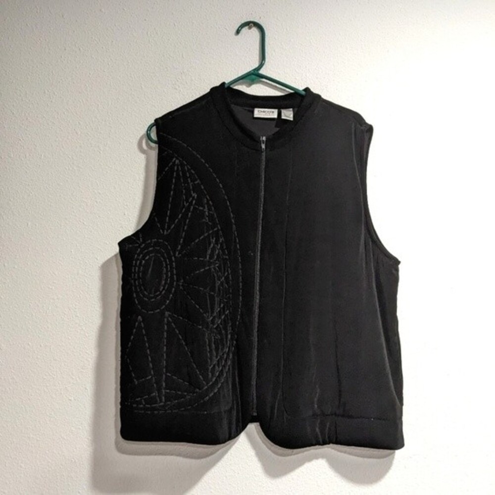 Chico's Traveler's Black Embroidered Vest, Women's 3